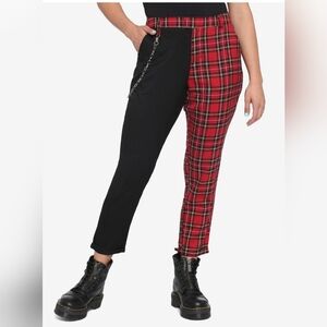 Black And Red Plaid Split Pants